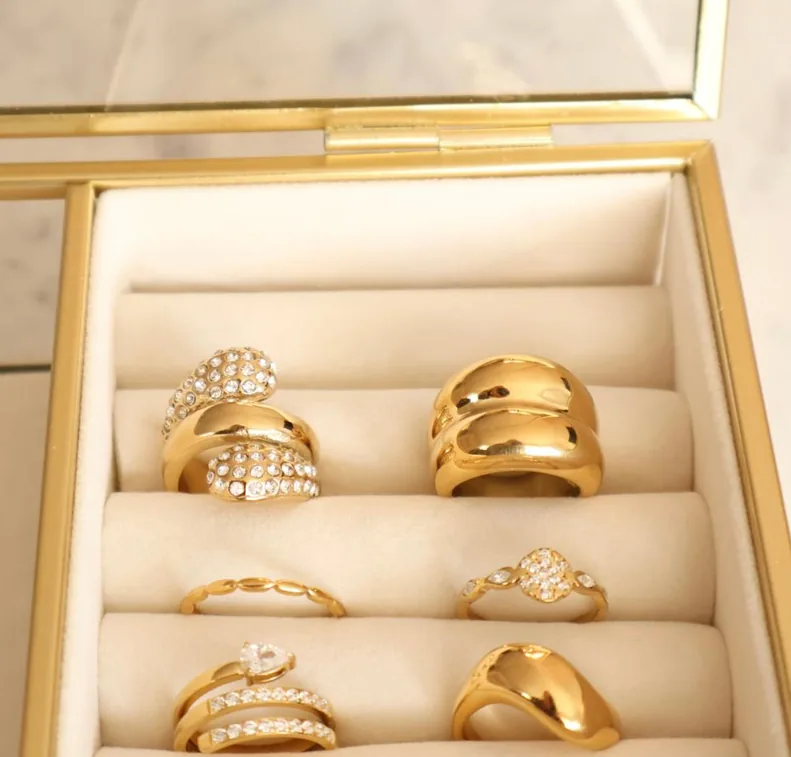 Diamond and gold rings
