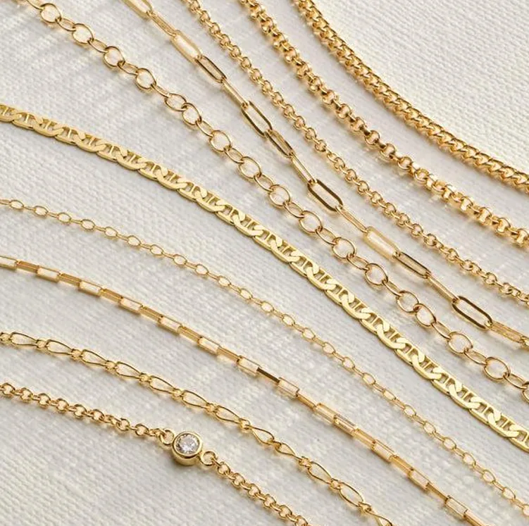 Assorted gold chains and necklaces