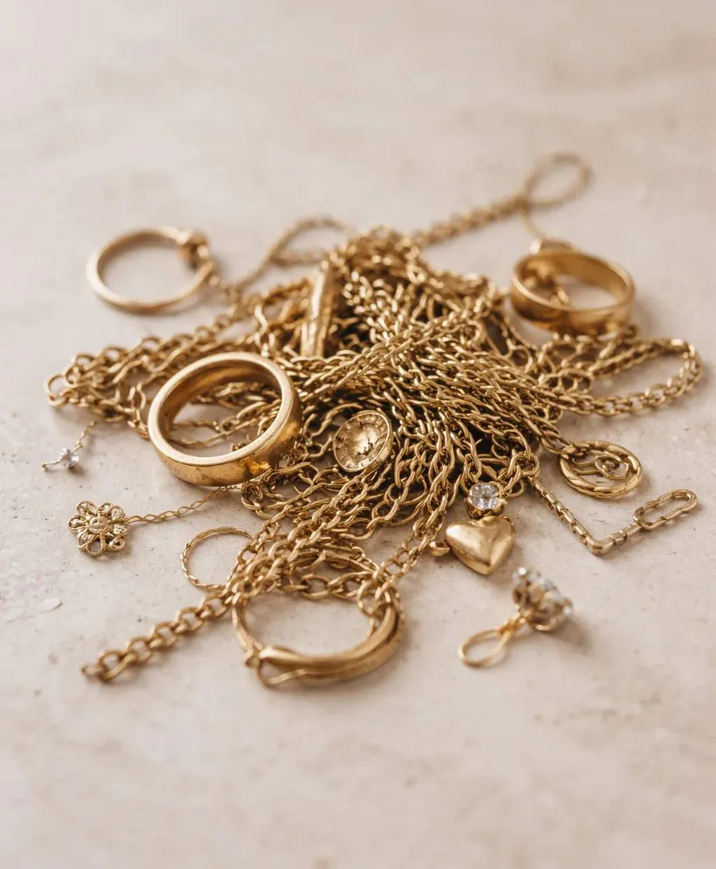 Pile of scrap and estate gold jewelry