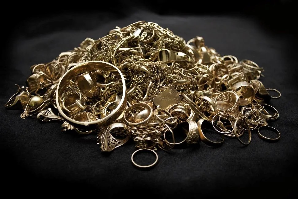 Scrap and estate gold jewelry pile